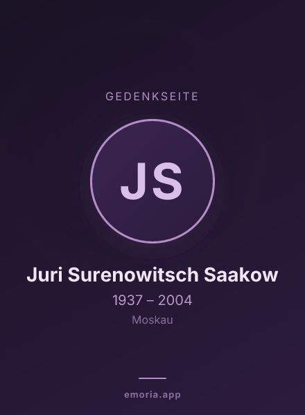 Gedenkportrait von Juri Surenowitsch Saakow