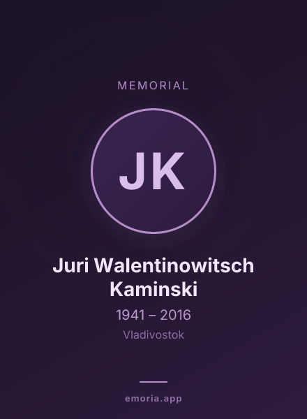 Memorial portrait of Juri Walentinowitsch Kaminski