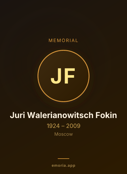Memorial portrait of Juri Walerianowitsch Fokin
