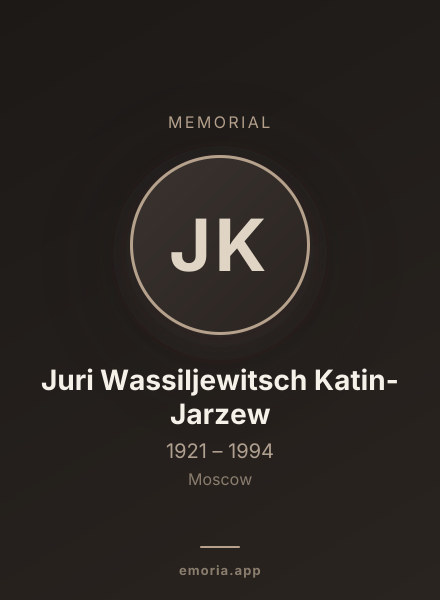 Memorial portrait of Juri Wassiljewitsch Katin-Jarzew