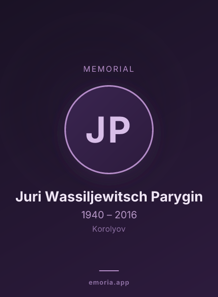 Memorial portrait of Juri Wassiljewitsch Parygin