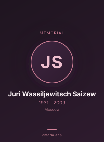 Memorial portrait of Juri Wassiljewitsch Saizew