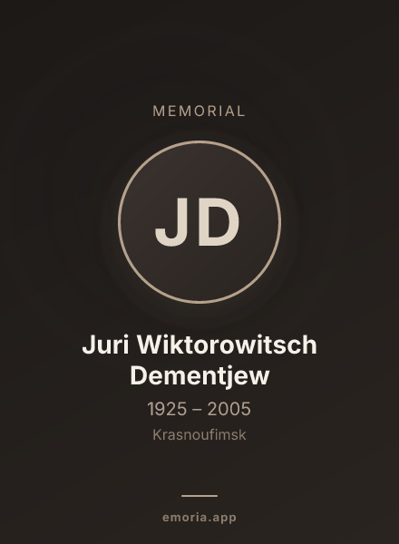 Memorial portrait of Juri Wiktorowitsch Dementjew