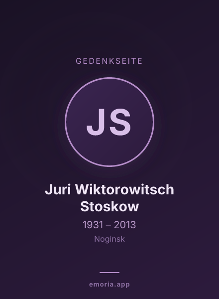 Gedenkportrait von Juri Wiktorowitsch Stoskow