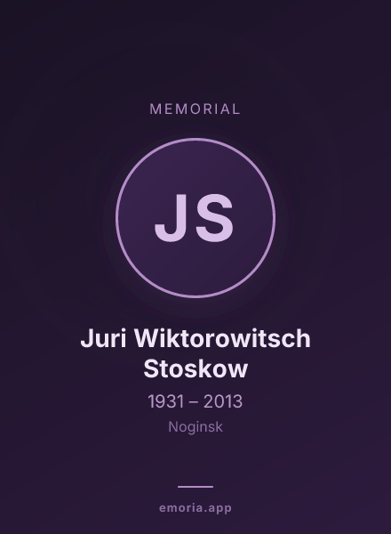 Memorial portrait of Juri Wiktorowitsch Stoskow