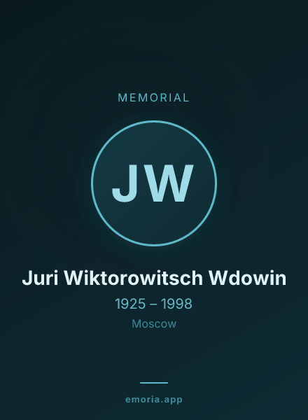 Memorial portrait of Juri Wiktorowitsch Wdowin