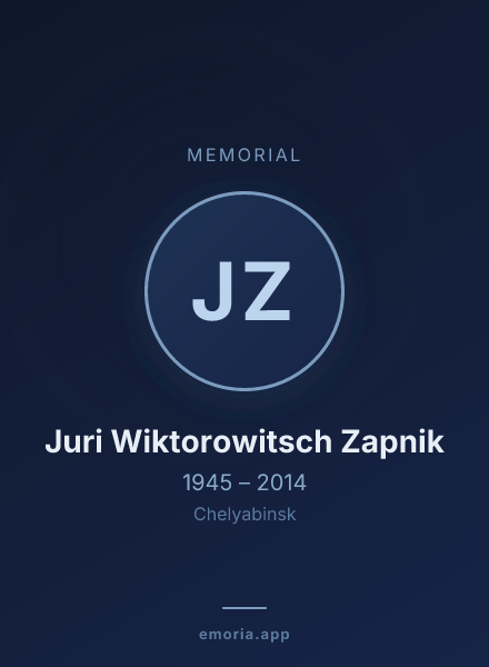 Memorial portrait of Juri Wiktorowitsch Zapnik
