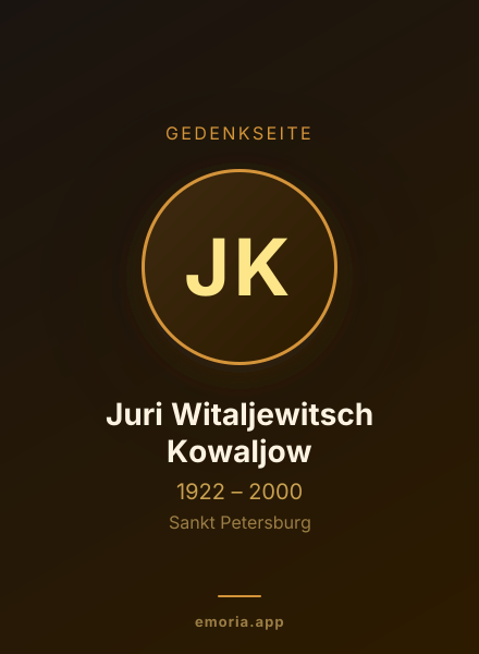 Gedenkportrait von Juri Witaljewitsch Kowaljow