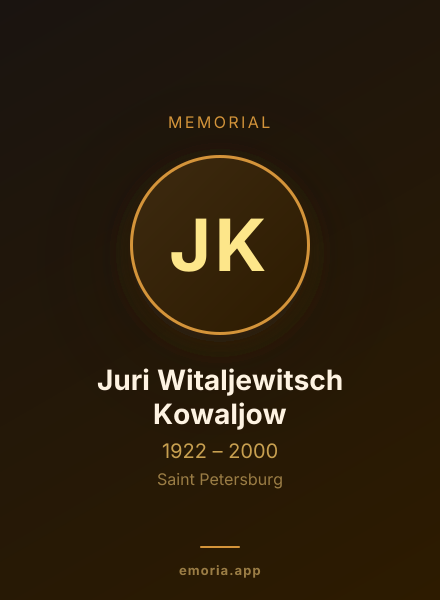 Memorial portrait of Juri Witaljewitsch Kowaljow