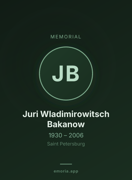 Memorial portrait of Juri Wladimirowitsch Bakanow
