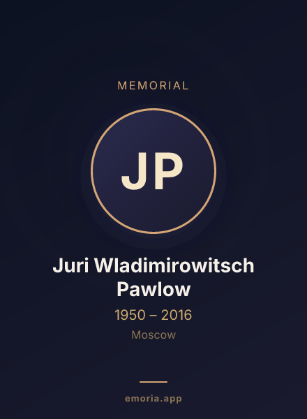 Memorial portrait of Juri Wladimirowitsch Pawlow