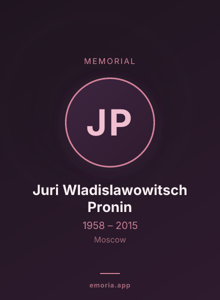 Memorial portrait of Juri Wladislawowitsch Pronin