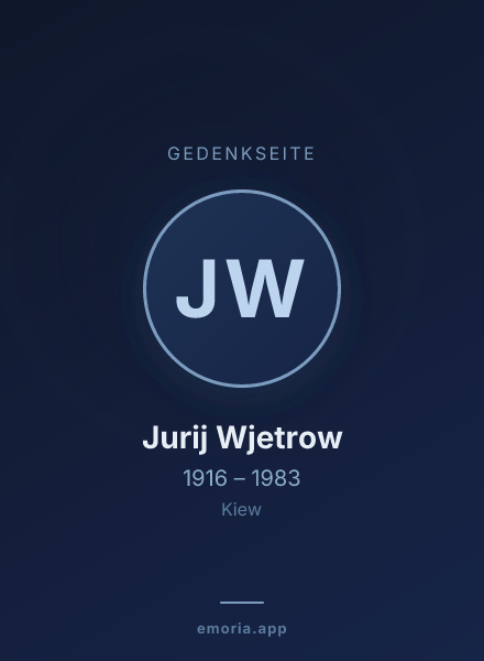 Gedenkportrait von Jurij Wjetrow