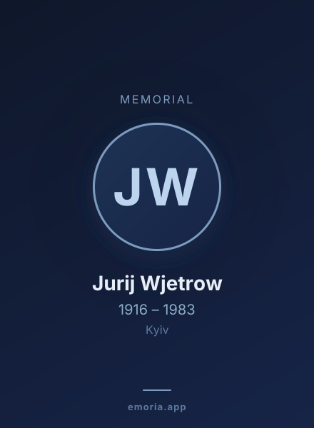 Memorial portrait of Jurij Wjetrow