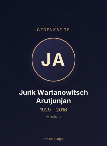 Gedenkportrait von Jurik Wartanowitsch Arutjunjan
