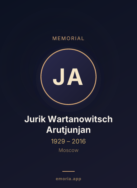 Memorial portrait of Jurik Wartanowitsch Arutjunjan