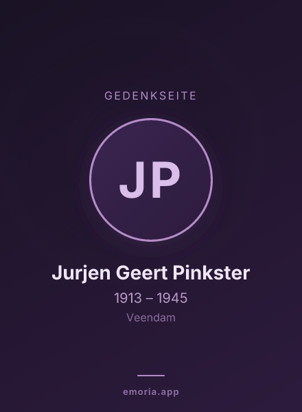 Gedenkportrait von Jurjen Geert Pinkster
