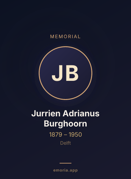 Memorial portrait of Jurrien Adrianus Burghoorn