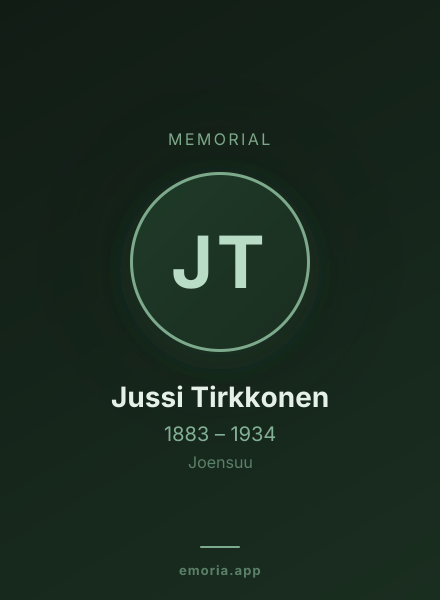 Memorial portrait of Jussi Tirkkonen