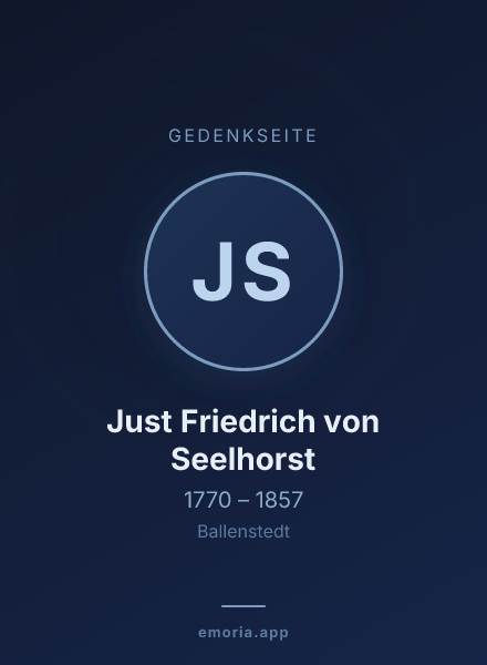 Gedenkportrait von Just Friedrich von Seelhorst