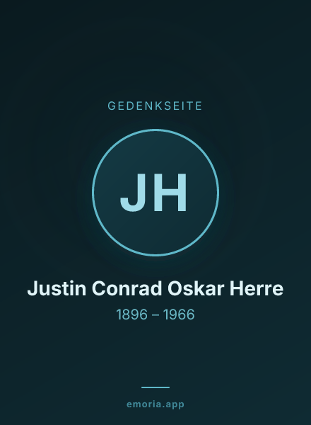 Gedenkportrait von Justin Conrad Oskar Herre