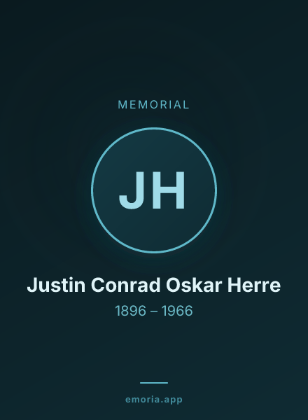 Memorial portrait of Justin Conrad Oskar Herre