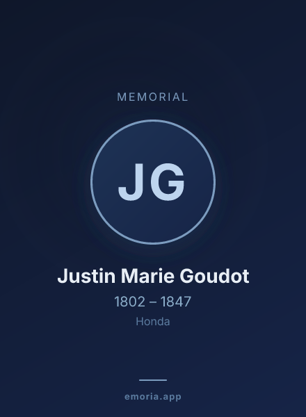 Memorial portrait of Justin Marie Goudot