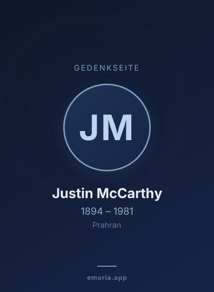 Gedenkportrait von Justin McCarthy