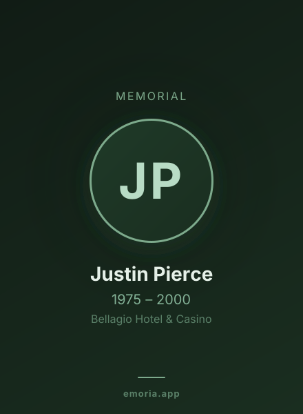 Memorial portrait of Justin Pierce