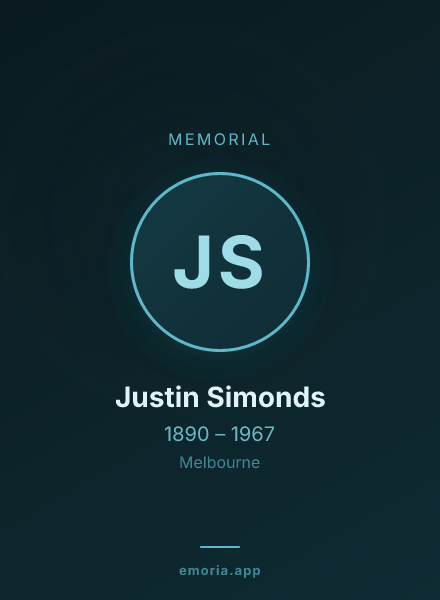 Memorial portrait of Justin Simonds