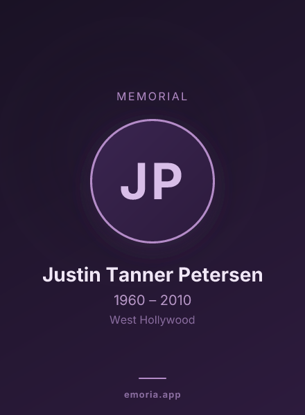 Memorial portrait of Justin Tanner Petersen