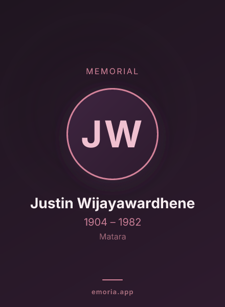 Memorial portrait of Justin Wijayawardhene