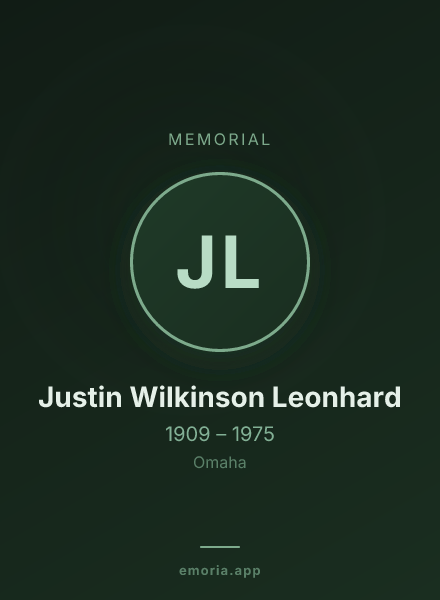 Memorial portrait of Justin Wilkinson Leonhard
