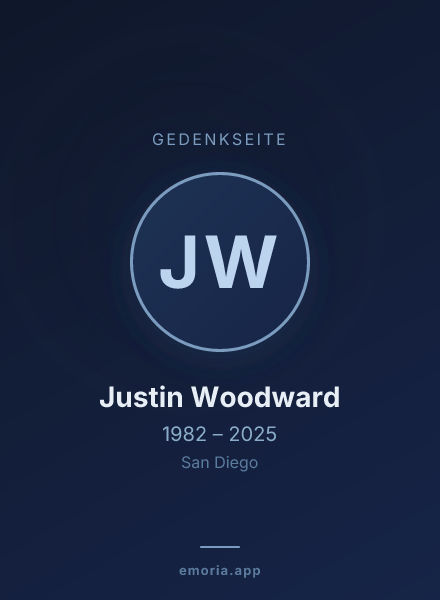 Gedenkportrait von Justin Woodward