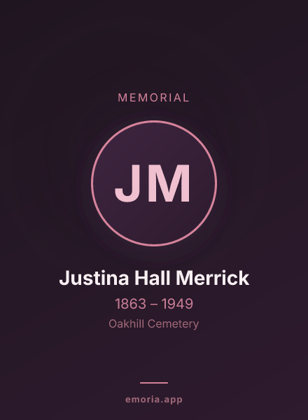 Memorial portrait of Justina Hall Merrick