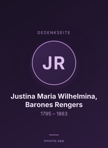 Gedenkportrait von Justina Maria Wilhelmina, Barones Rengers