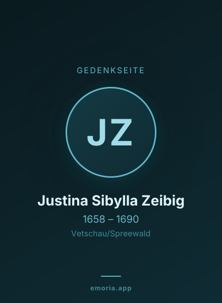 Gedenkportrait von Justina Sibylla Zeibig