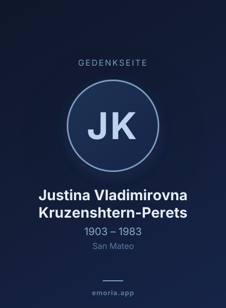 Gedenkportrait von Justina Vladimirovna Kruzenshtern-Perets