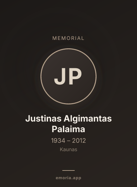Memorial portrait of Justinas Algimantas Palaima