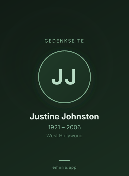Gedenkportrait von Justine Johnston