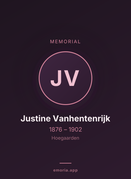 Memorial portrait of Justine Vanhentenrijk