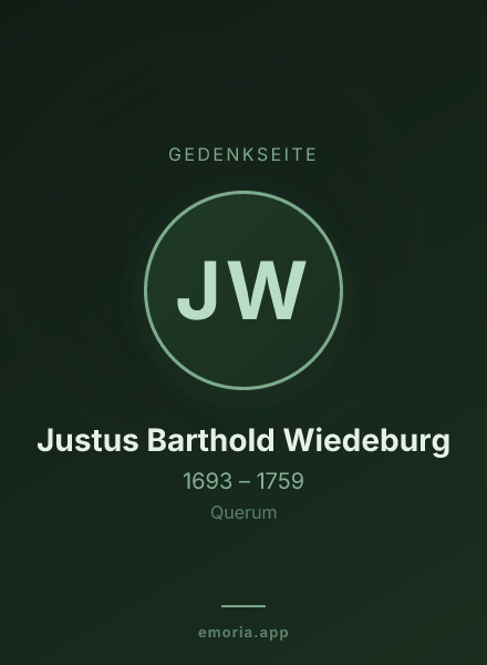 Gedenkportrait von Justus  Barthold  Wiedeburg