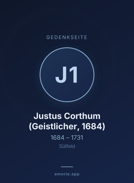 Gedenkportrait von Justus Corthum (Geistlicher, 1684)