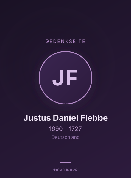 Gedenkportrait von Justus Daniel Flebbe