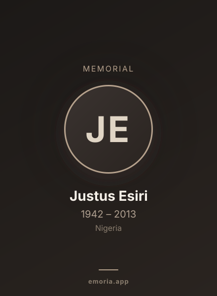 Memorial portrait of Justus Esiri