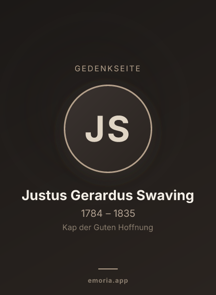 Gedenkportrait von Justus Gerardus Swaving