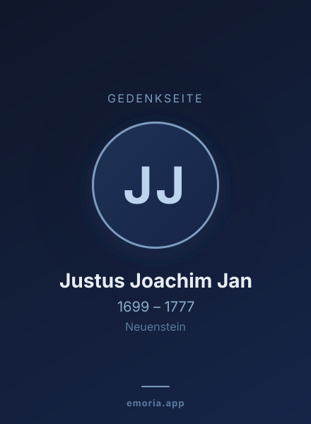 Gedenkportrait von Justus Joachim Jan