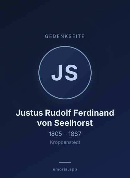Gedenkportrait von Justus Rudolf Ferdinand von Seelhorst