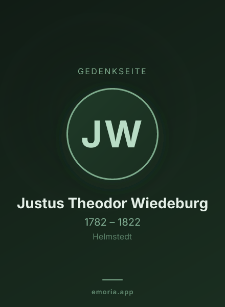Gedenkportrait von Justus Theodor Wiedeburg