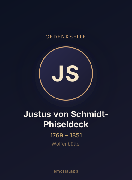 Gedenkportrait von Justus von Schmidt-Phiseldeck